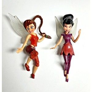 Disney Parks Fairies Of Pixie Hollow Fawn Vidia Glitter Fairy Figure Lot 2